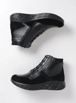 DAMES Wolky Hoge Veterschoenen|Wandelschoenen<Leap - zwart combi leer/zwart