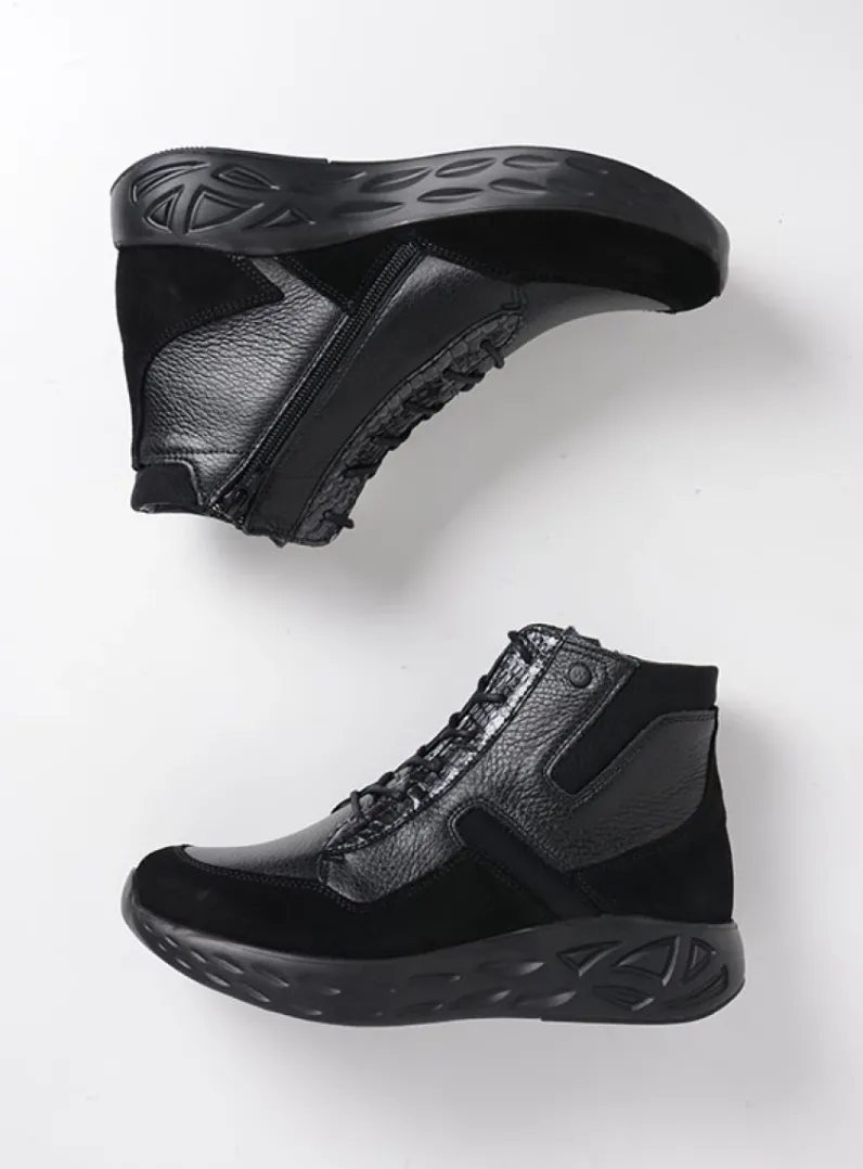 DAMES Wolky Hoge Veterschoenen|Wandelschoenen<Leap - zwart combi leer/zwart