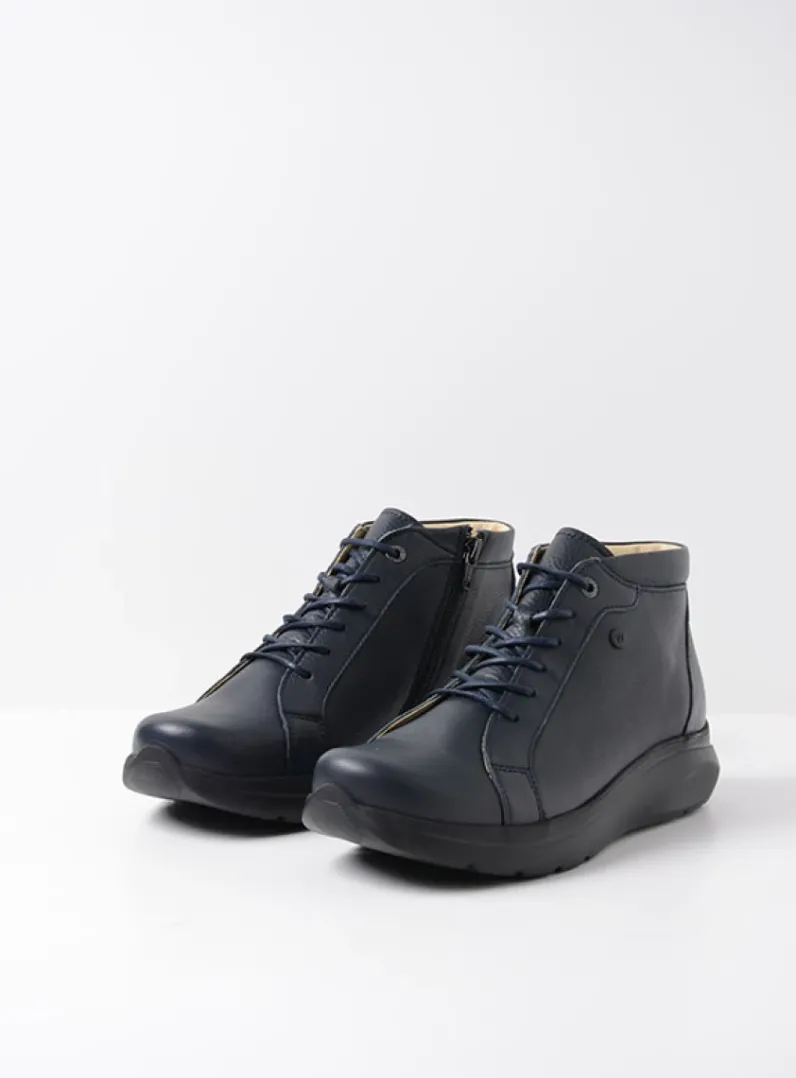 DAMES Wolky Hoge Veterschoenen|Wandelschoenen<Lima - blauw leer