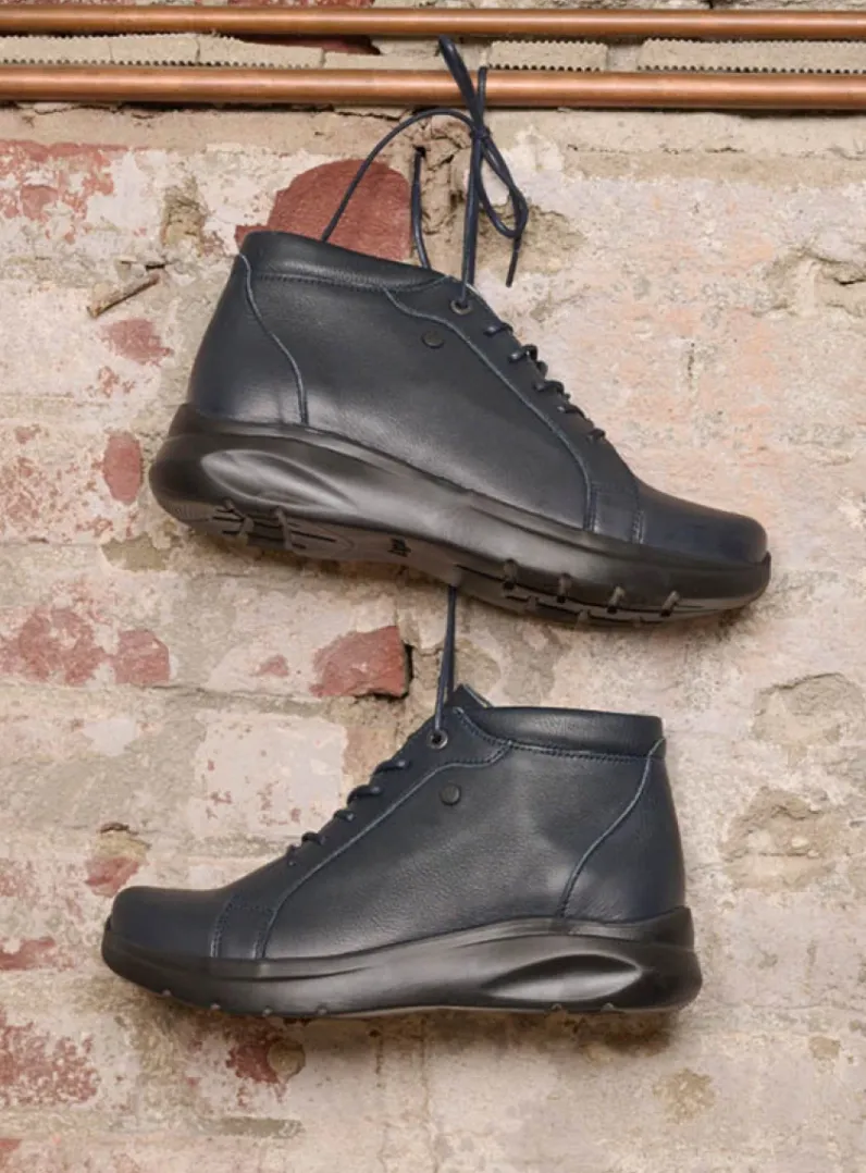 DAMES Wolky Hoge Veterschoenen|Wandelschoenen<Lima - blauw leer