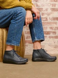 DAMES Wolky Hoge Veterschoenen|Wandelschoenen<Lima - blauw leer