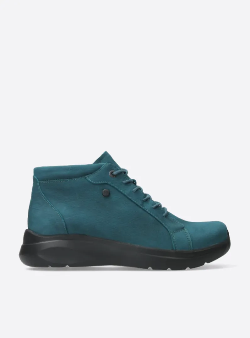 DAMES Wolky Hoge Veterschoenen|Wandelschoenen<Lima - petrol nubuck