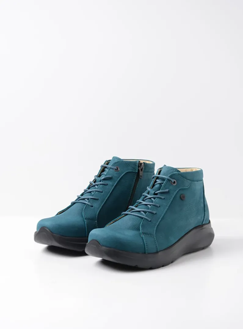 DAMES Wolky Hoge Veterschoenen|Wandelschoenen<Lima - petrol nubuck