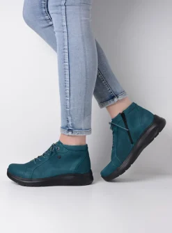 DAMES Wolky Hoge Veterschoenen|Wandelschoenen<Lima - petrol nubuck