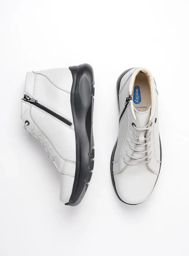 DAMES Wolky Hoge Veterschoenen|Wandelschoenen<Lima - wol wit leer