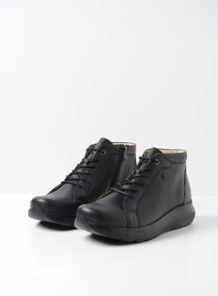 DAMES Wolky Hoge Veterschoenen|Wandelschoenen<Lima - zwart leer