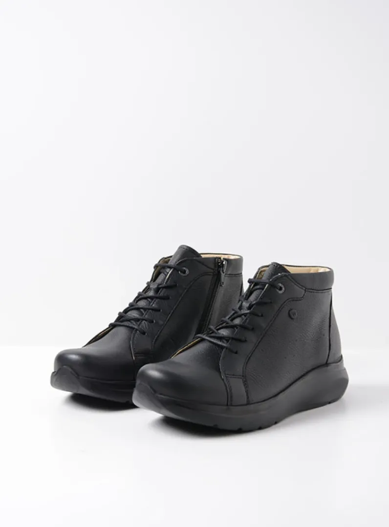 DAMES Wolky Hoge Veterschoenen|Wandelschoenen<Lima - zwart leer