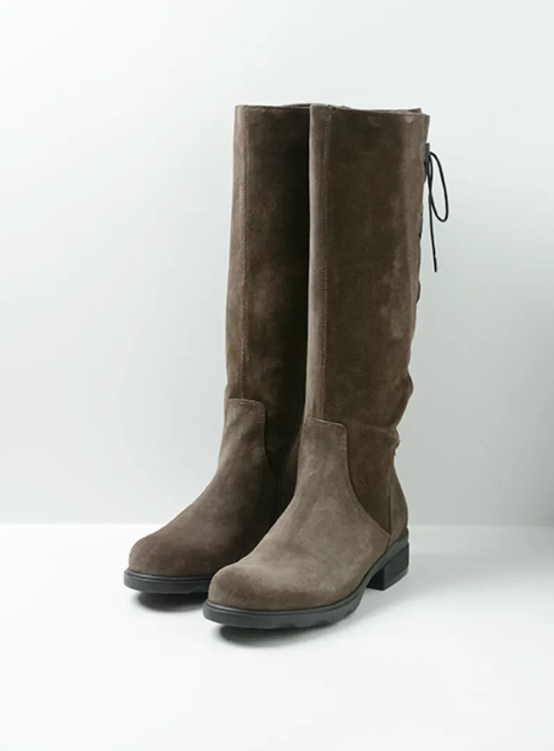 DAMES Wolky Veterlaarzen|Lange Laarzen<Longview - donkerbruin suede