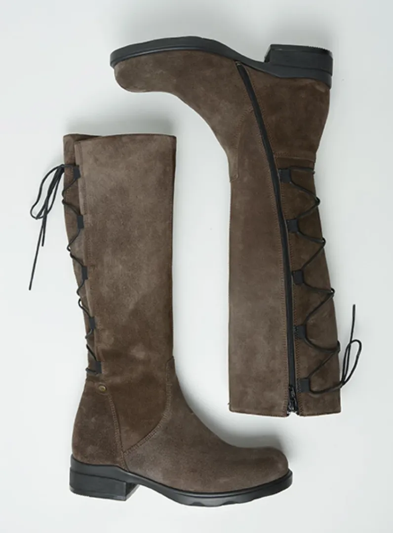 DAMES Wolky Veterlaarzen|Lange Laarzen<Longview - donkerbruin suede