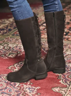 DAMES Wolky Veterlaarzen|Lange Laarzen<Longview - donkerbruin suede