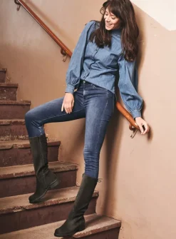 DAMES Wolky Veterlaarzen|Lange Laarzen<Longview - donkerbruin suede