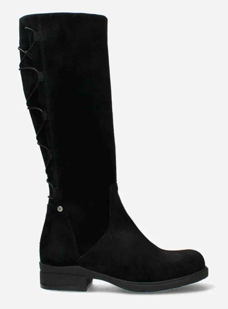 DAMES Wolky Veterlaarzen|Lange Laarzen<Longview - zwart suede