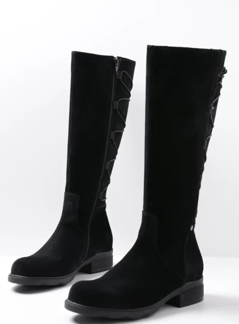 DAMES Wolky Veterlaarzen|Lange Laarzen<Longview - zwart suede