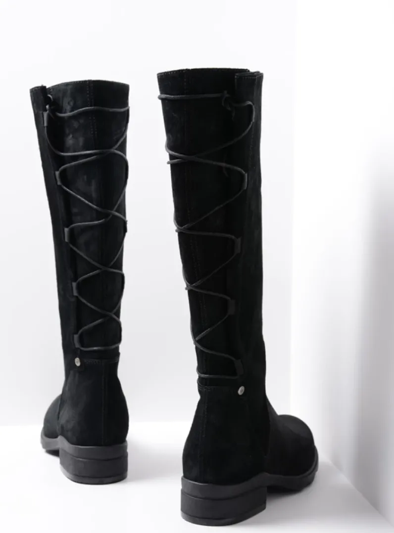 DAMES Wolky Veterlaarzen|Lange Laarzen<Longview - zwart suede