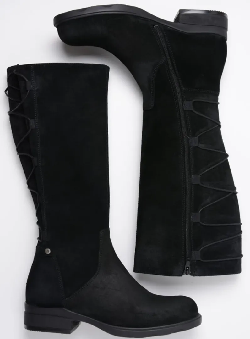 DAMES Wolky Veterlaarzen|Lange Laarzen<Longview - zwart suede