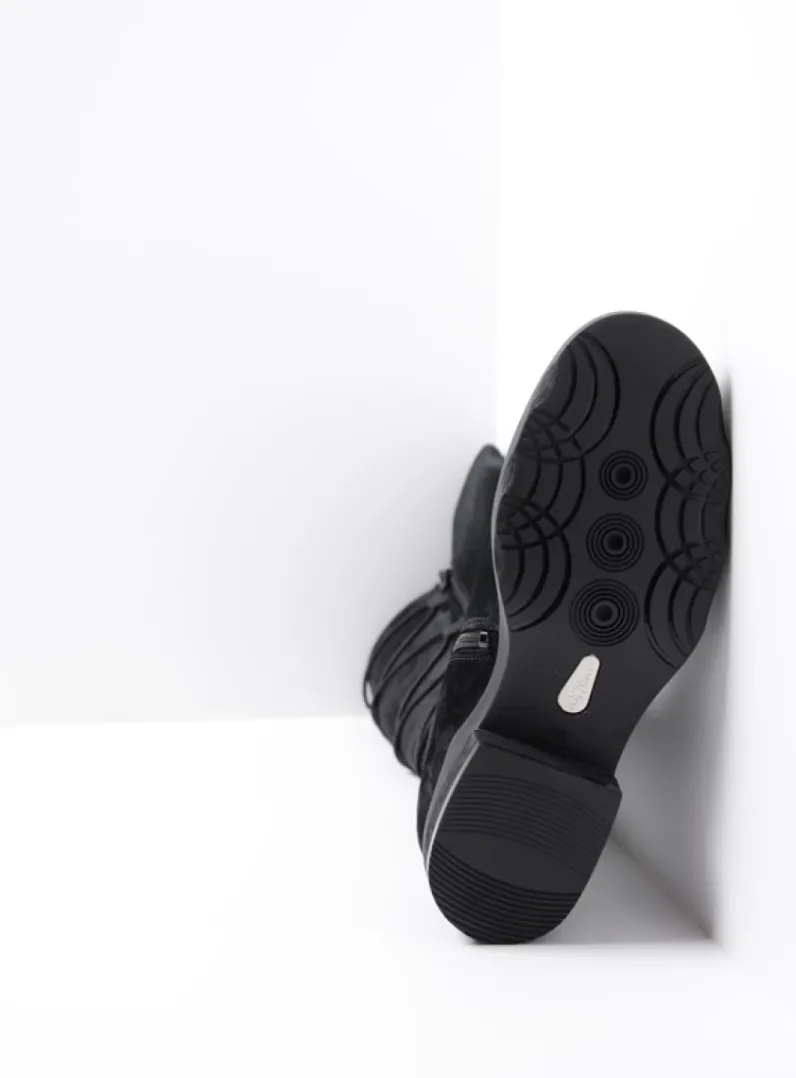 DAMES Wolky Veterlaarzen|Lange Laarzen<Longview - zwart suede