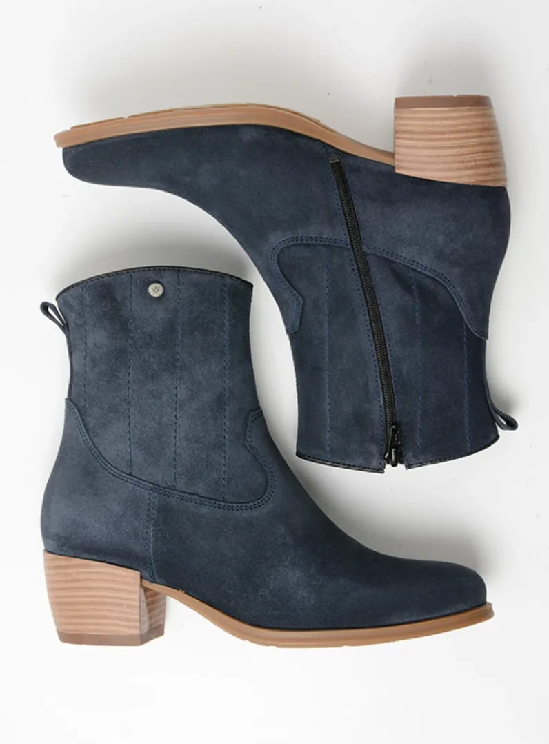 DAMES Wolky Cowboylaarzen|Enkellaarsjes<Lubbock - blauw zomer suede