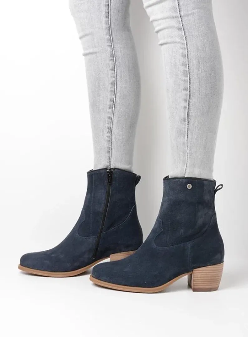 DAMES Wolky Cowboylaarzen|Enkellaarsjes<Lubbock - blauw zomer suede