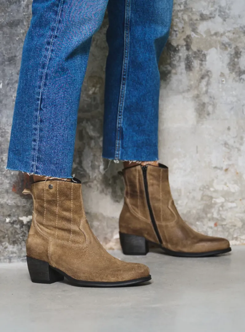 DAMES Wolky Cowboylaarzen|Enkellaarsjes<Lubbock - taupe suede
