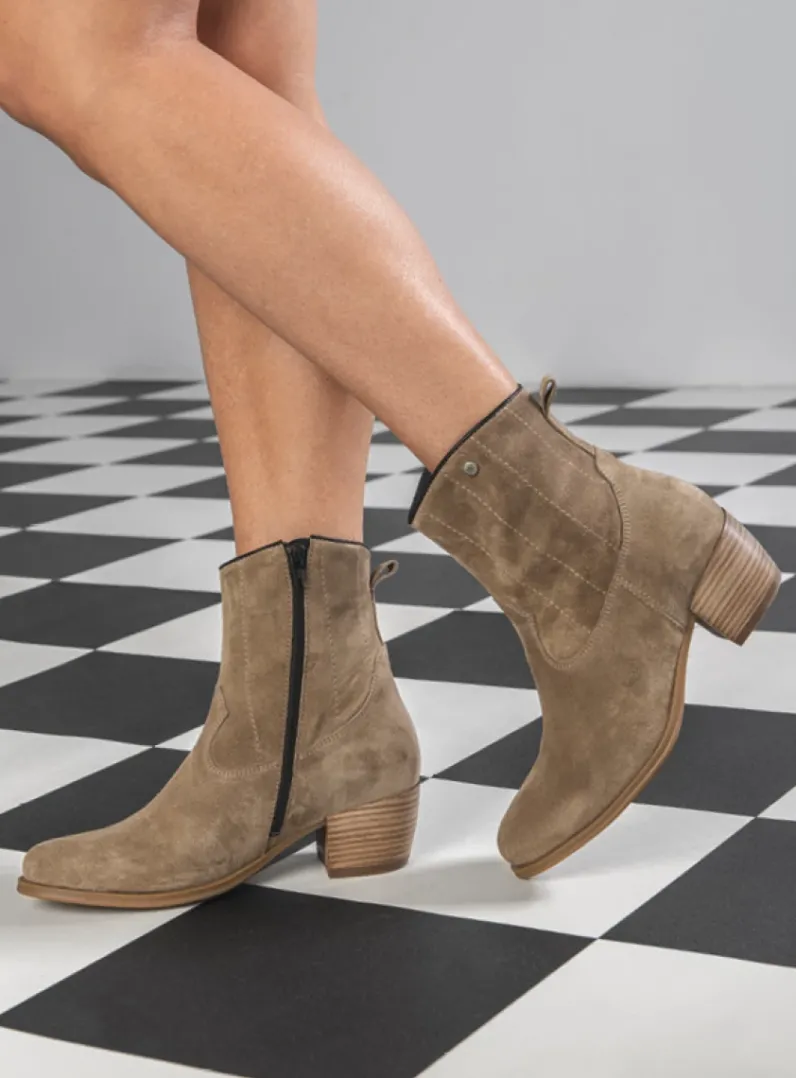 DAMES Wolky Cowboylaarzen|Enkellaarsjes<Lubbock - taupe zomer suede