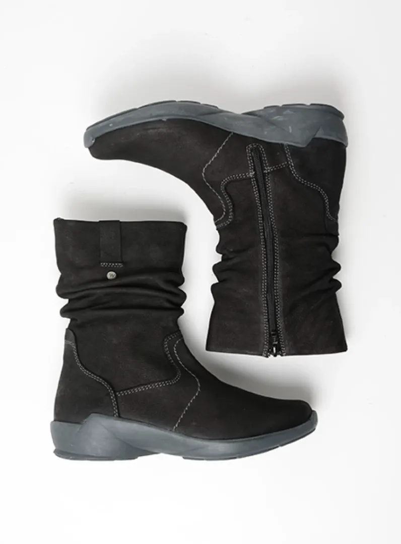 DAMES Wolky Halfhoge Laarzen|Herfst/Winter<Luna - zwart nubuck