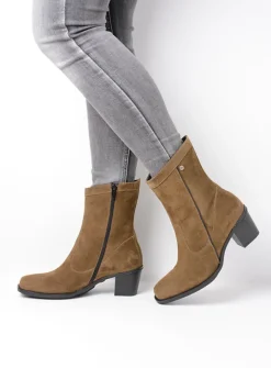 DAMES Wolky Halfhoge Laarzen|Enkellaarsjes<Mallow - donker taupe suede