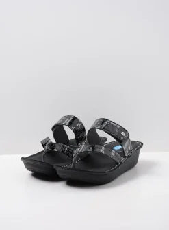 DAMES Wolky Slippers<Martinique - antraciet crocolook lakleer