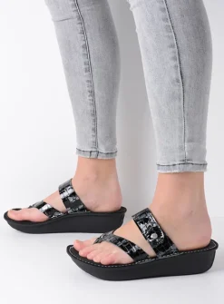 DAMES Wolky Slippers<Martinique - antraciet crocolook lakleer