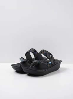 DAMES Wolky Slippers<Martinique - zwart/blauw suede