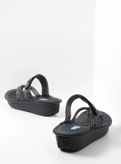 DAMES Wolky Slippers<Martinique - zwart/blauw suede