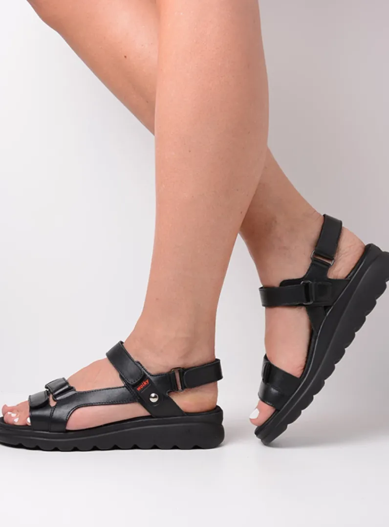 DAMES Wolky Sandalen<Mile - zwart leer