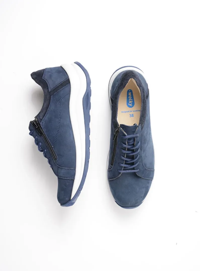 DAMES Wolky Lage Veterschoenen|Wandelschoenen<Milton - jeans nubuck