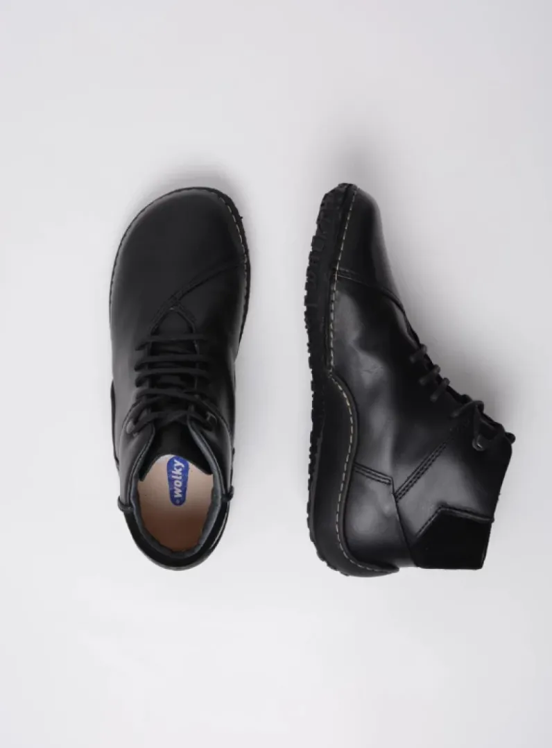 DAMES Wolky Hoge Veterschoenen|Herfst/Winter<Mokola - zwart leer