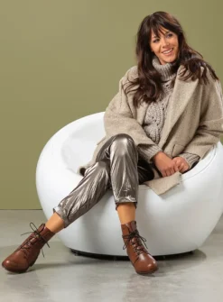 DAMES Wolky Veterlaarzen|Halfhoge Laarzen<Murray - cognac leer