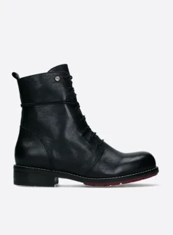 DAMES Wolky Veterlaarzen|Halfhoge Laarzen<Murray - zwart leer