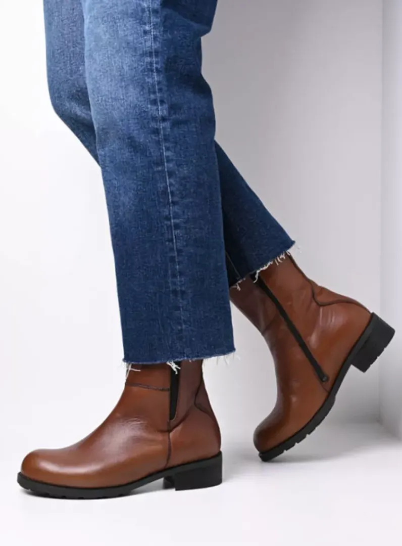 DAMES Wolky Halfhoge Laarzen|Herfst/Winter<Neola HV - 20430 cognac leer