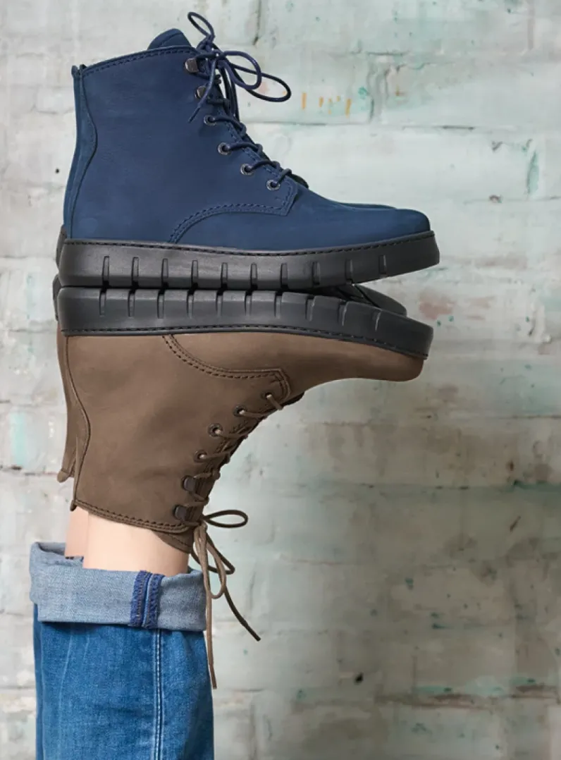 DAMES Wolky Hoge Veterschoenen|Veterlaarzen<New Wave - donker taupe nubuck