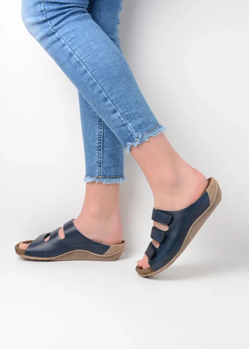 DAMES Wolky Slippers<Nomad - blauw leer