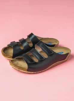 DAMES Wolky Slippers<Nomad - zwart geolied leer