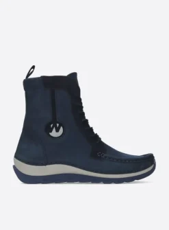DAMES Wolky Hoge Veterschoenen|Veterlaarzen<Ocean - denim nubuck