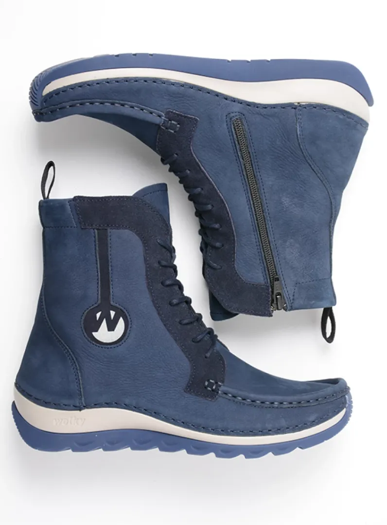 DAMES Wolky Hoge Veterschoenen|Veterlaarzen<Ocean - denim nubuck