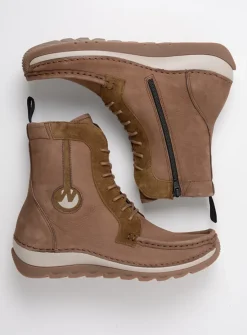 DAMES Wolky Hoge Veterschoenen|Veterlaarzen<Ocean - donker taupe nubuck