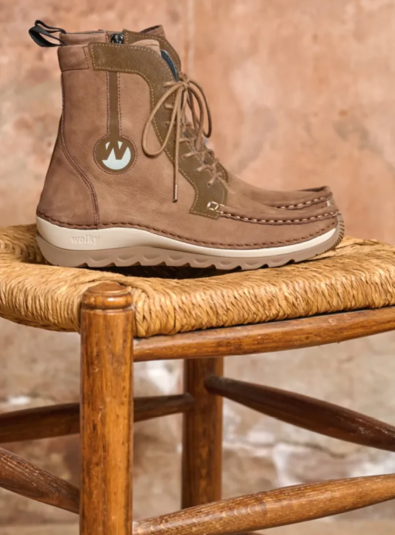 DAMES Wolky Hoge Veterschoenen|Veterlaarzen<Ocean - donker taupe nubuck
