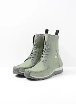 DAMES Wolky Hoge Veterschoenen|Veterlaarzen<Ocean - grijsgroen nubuck