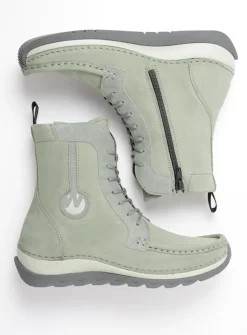DAMES Wolky Hoge Veterschoenen|Veterlaarzen<Ocean - grijsgroen nubuck