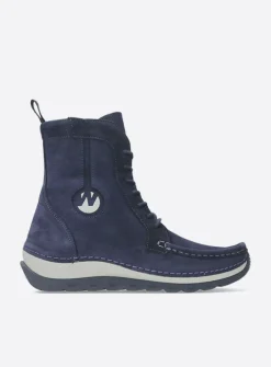 DAMES Wolky Hoge Veterschoenen|Veterlaarzen<Ocean - paars nubuck