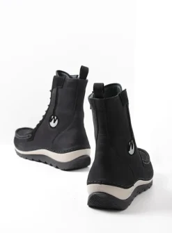 DAMES Wolky Hoge Veterschoenen|Veterlaarzen<Ocean - zwart nubuck