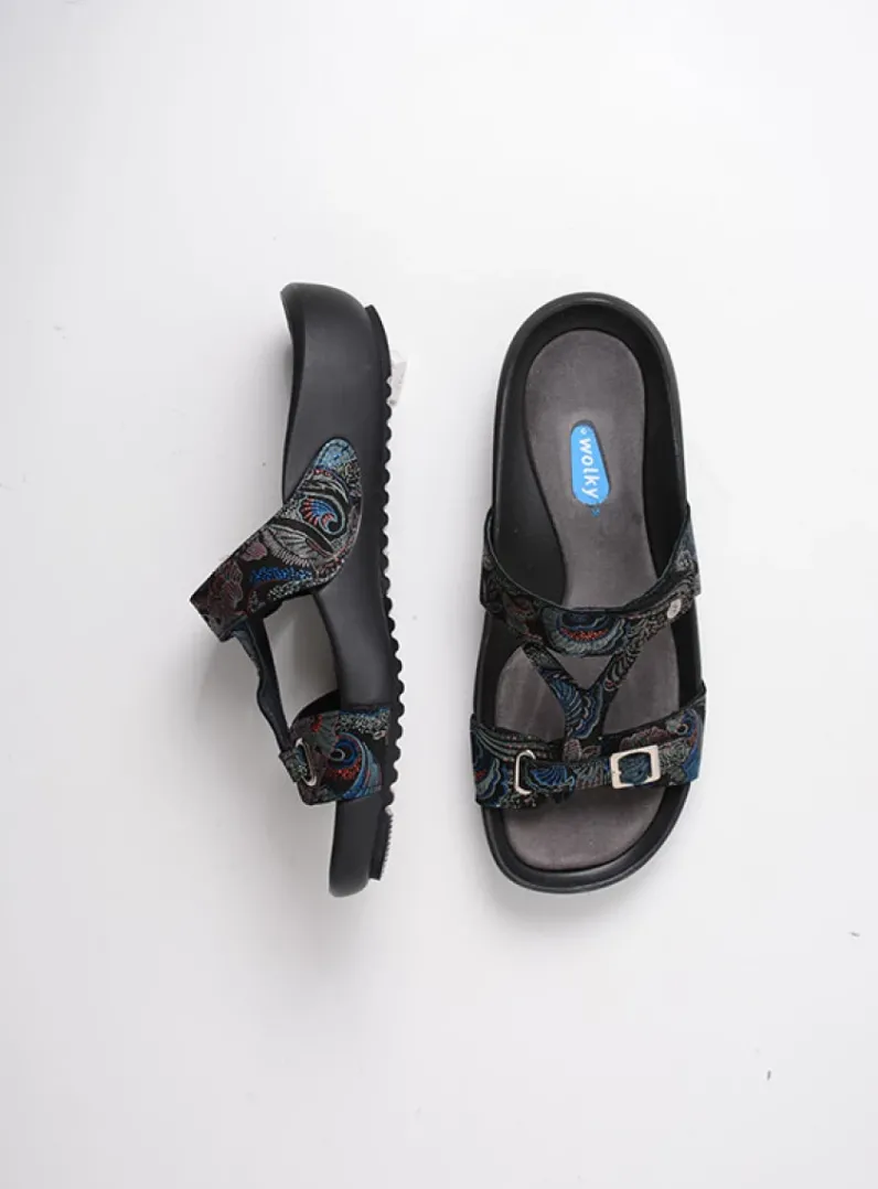 DAMES Wolky Slippers<O'Connor - zwart/blauw suede