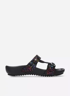 DAMES Wolky Slippers<O'Connor - zwart/multi flower nubuck