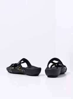 DAMES Wolky Slippers<O'Connor - zwart/multi flower nubuck